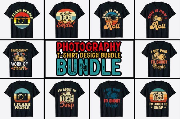 Camera Photography T-shirt Design Bundle for Creators