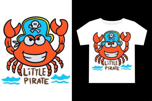 Crab Pirate Cartoon Kids T Shirt Design: A Treasure for Creatives