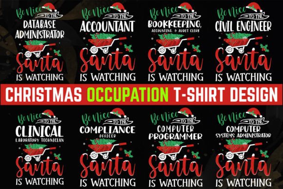 Profession Christmas T-shirt Design: Festive Career Graphics