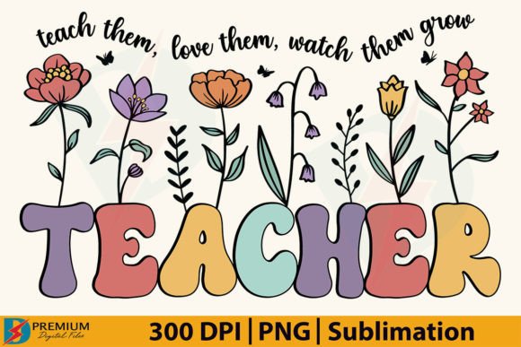 Retro Teacher PNG: A Floral Design for Charming Creations