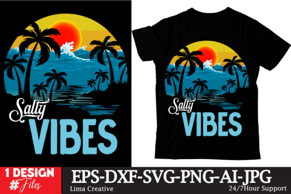 Salty Vibes Retro T-shirt Design: Your Summer Style Shortcut